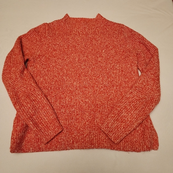 Loft Mock Neck Ribbed Red and White Sweater Size M - Picture 6 of 11